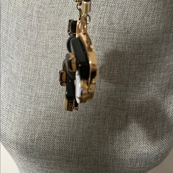 NWOT Leather Gold Accent Chunky Black White Brown Statement Necklace - Picture 8 of 11